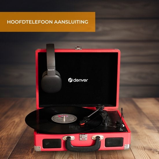 Denver Record Player - Haut-parleurs intégrés - Logiciel PC inclus - Auto-stop - Rétro - VPL120 - Rouge