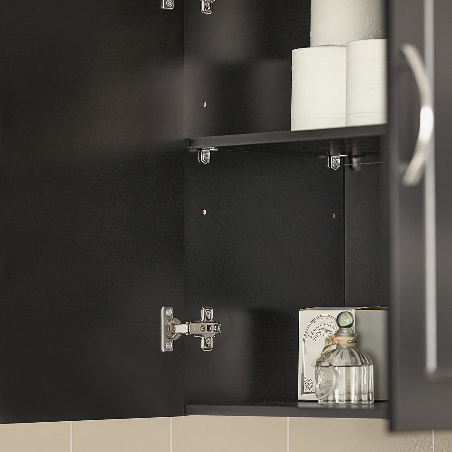 SoBuy Armoire murale 2 portes - 60x30x60 cm - Noir - Etagère réglable