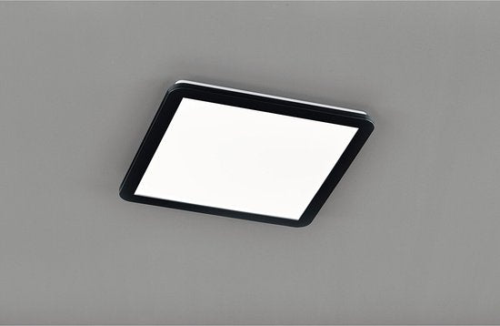 Trio leuchten - Plafonnier LED - 22W - Blanc chaud 3000K - Anti-éclaboussures IP44 - Dimmable - Carré - Noir - Plastique