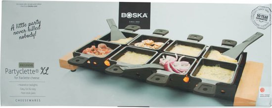 Boska Partyclette® XL - Set de gril à raclette - 8 personnes - Noir - 48x18 cm