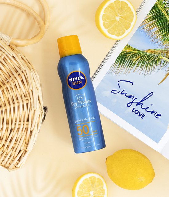NIVEA SUN Protect & Dry Touch Spray solaire en brume - SPF 50 - Spray solaire pour le sport - Résistant à l'eau - UVA/UVB - 200 ml