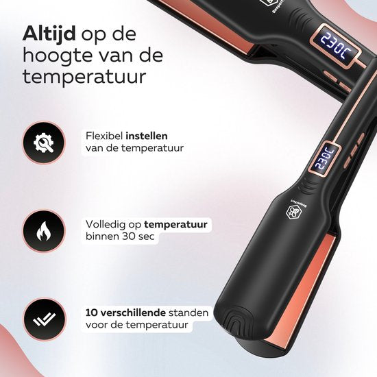 Beeperfect® Straightener Pro Straight - Lissage et bouclage - Lisseurs - Lisseur à cheveux - 80℃ à 230℃ - Tapis chauffant inclus