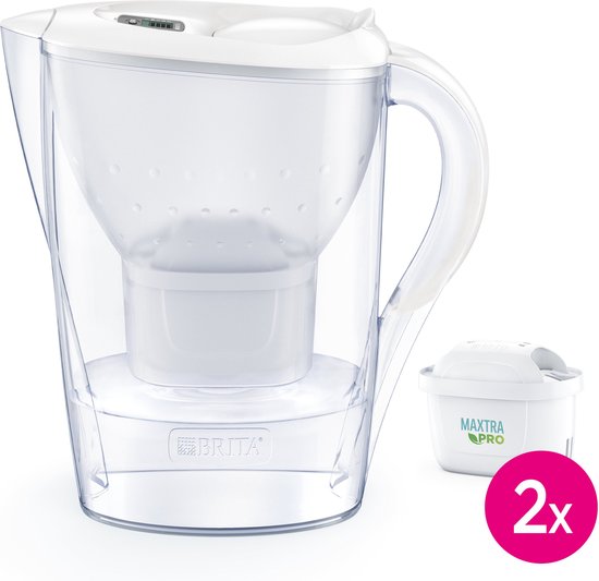 BRITA - Carafe filtrante - Marella Cool - 2,4 L - Blanche - avec 2 cartouches filtrantes MAXTRA PRO ALL-IN-1 - Lot économique