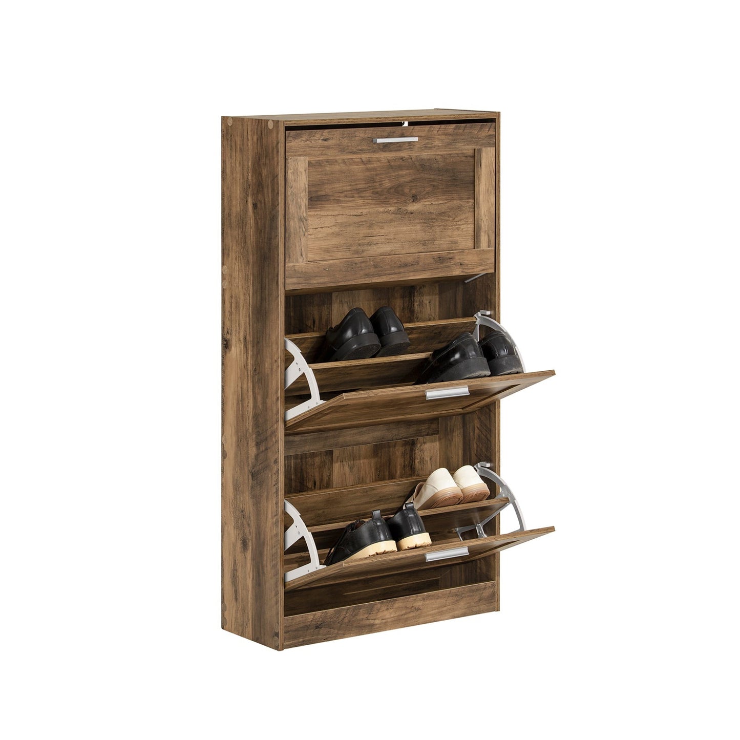 SoBuy FSR137-L-F Meuble à chaussures Meuble à chaussures avec 3 volets Meuble à chaussures étroit