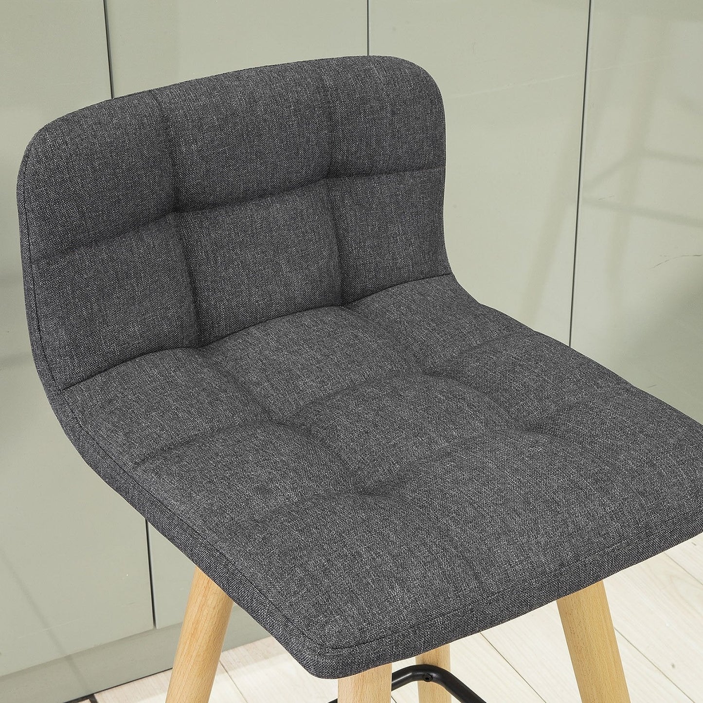 SoBuy set de 2 tabourets de bar - Tabouret à dossier - Gris foncé - 92x44x44 cm - Hauteur d'assise 68 cm