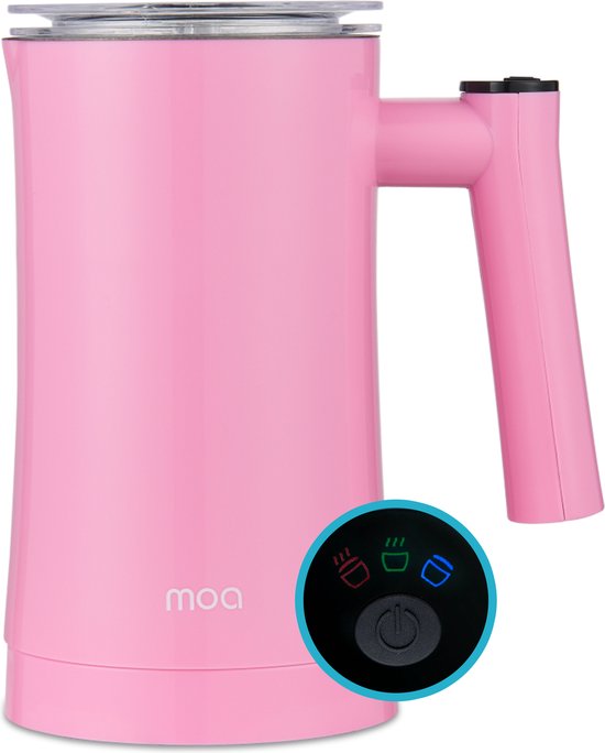 MOA Mousseur à lait électrique - 3 en 1 - Mousseur à lait pratique - 330 ML - Pour Cappuccino - Fouet à lait - Rose