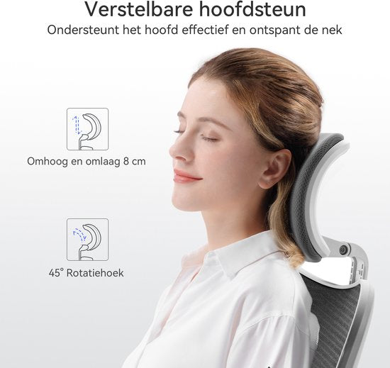 SIHOO M18 : chaise de bureau ergonomique – structure en maille respirante – appui-tête et soutien lombaire réglables – gris