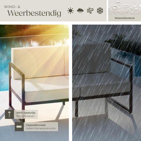 tectake® - Canapé de jardin Comosa - Couchage 2 places - Banc de jardin - Canapé de jardin 2 places - Coussins d'assise et de dossier déperlants et ultra-épais - Capacité 125kg par place - Marron/beige