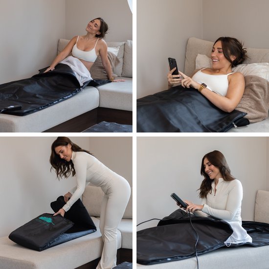 Couverture infrarouge ComfortFlow - 35 à 85º - Couverture de désintoxication incluse - Infrarouge - Thérapie par la lumière rouge - Sauna - Thérapie par la lumière rouge - Lampe - Chaleur - Électrique - Couverture - Pour les muscles, la fibromyalgie et le