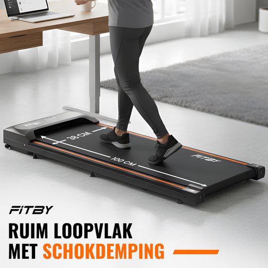 Tapis de course Fitby - Tapis de course avec inclinaison 5% - 8% - Tapis de course 1-8 km/h - Tapis de course - Tapis de marche - Noir Orange