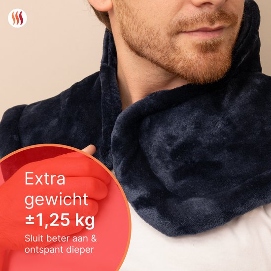 Seranova Coussin chauffant électrique pondéré pour le dos, les épaules et le cou - Coussin chauffant - Coussin chauffant - 1.3KG - 100w - Bleu