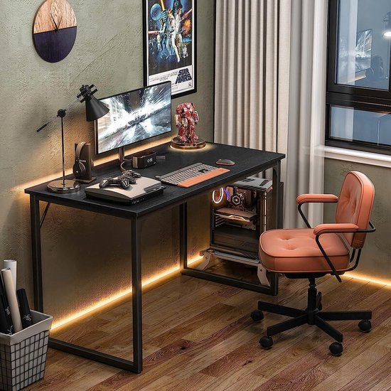 Bayt Desk - Bureau noir - Bureau d'ordinateur - Table d'ordinateur - Table de bureau - 120 x 50 x 76 cm