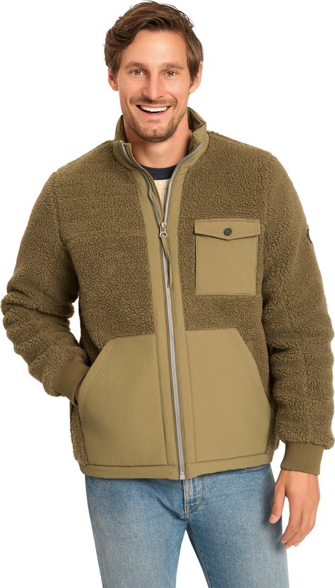 Mario Russo Teddy Jacket Stockholm - Veste homme - Manteau d'hiver homme - Cardigan homme - Army Green - M
