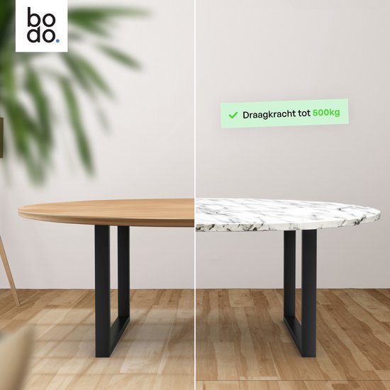 Bodo® - Table à structure acier - Pieds de table - Lot de 2 - Pied en U 80x72 cm - Noir mat