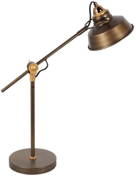 Lampe de table industrielle en bronze Nove 1321BR de Mexlite, hauteur 67 cm, avec douille E27 et structure orientable et inclinable, idéale pour un usage intérieur