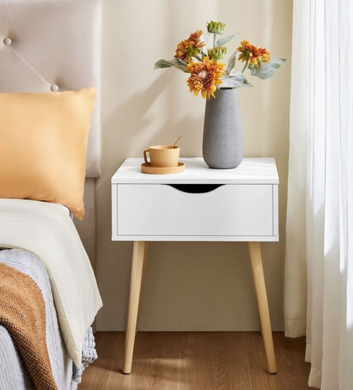 Yaheetech Lot de 2 tables de chevet avec tiroir - Blanc - 48,5 x 40 x 58 cm