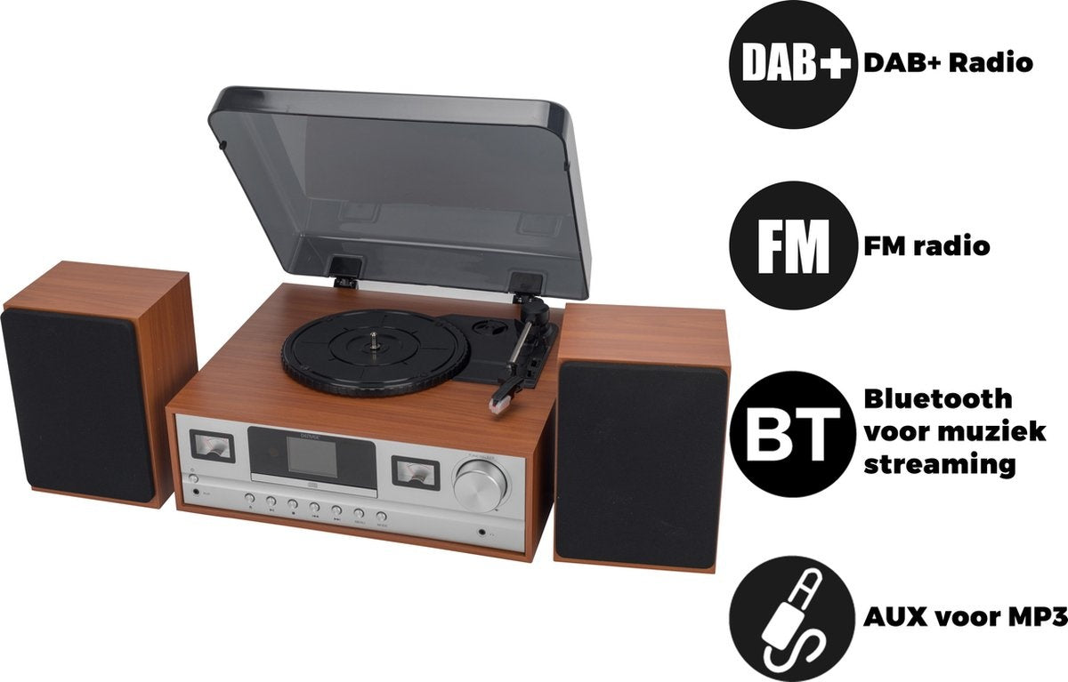 Denver Platenspeler Bluetooth - Incl. Speakers - DAB radio - CD speler - Retro - MRD52LW