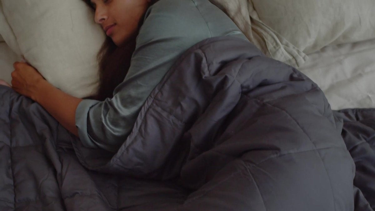 Calmzy - Couverture lourde 8 kg - Bambou - 150 x 200 cm - Gris foncé