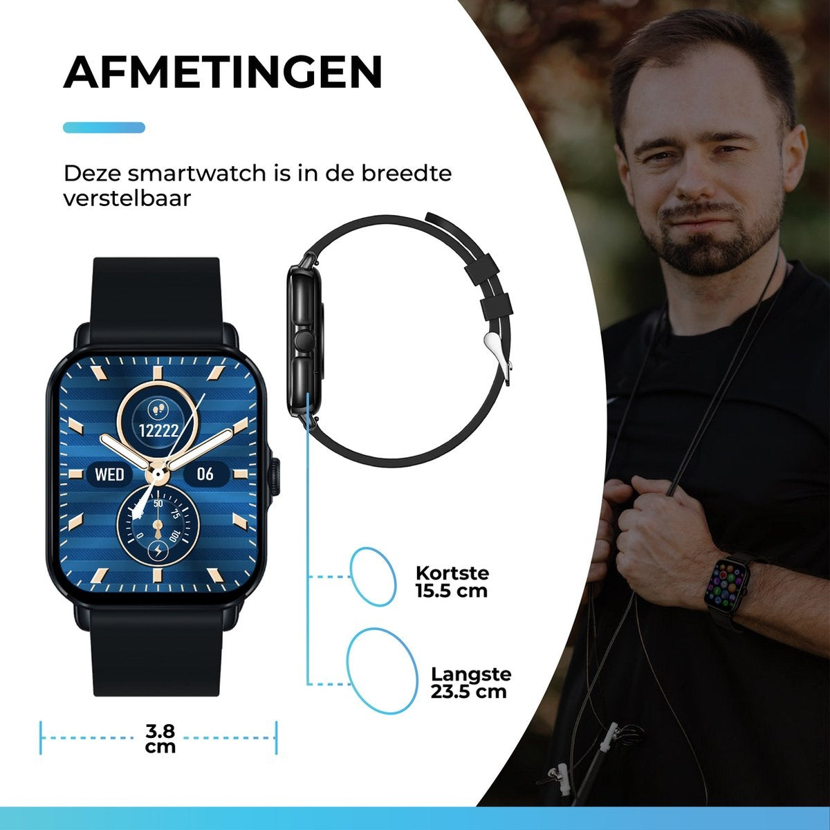 AyeWay Smartwatch - Waterproof & Touchscreen - 70 Sports Modes - With App - Smartwatch Men & Women - Black