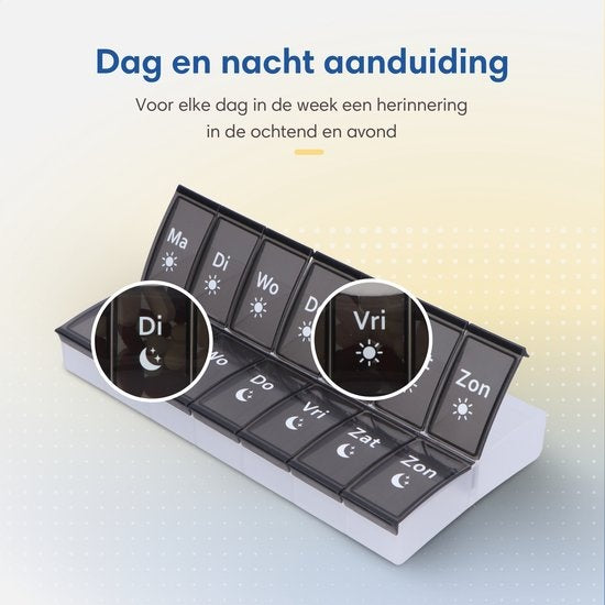 SafeLife XL boîte à médicaments 7 jours avec compartiments matin/soir - néerlandais - boîte à pilules - grands compartiments - boîte à pilules 7 jours