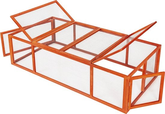 clapier à lapin tectake marron - 404403