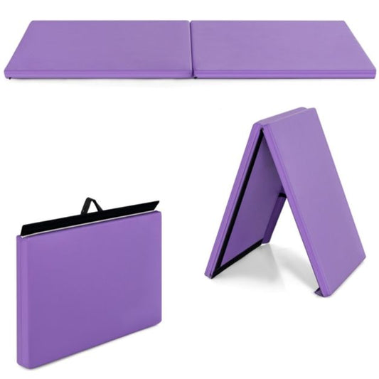 180 x 60 x 5 cm Tapis de sol souple pliable Tapis de yoga portable avec poignée Tapis d'exercice pliable Tapis de fitness - Violet