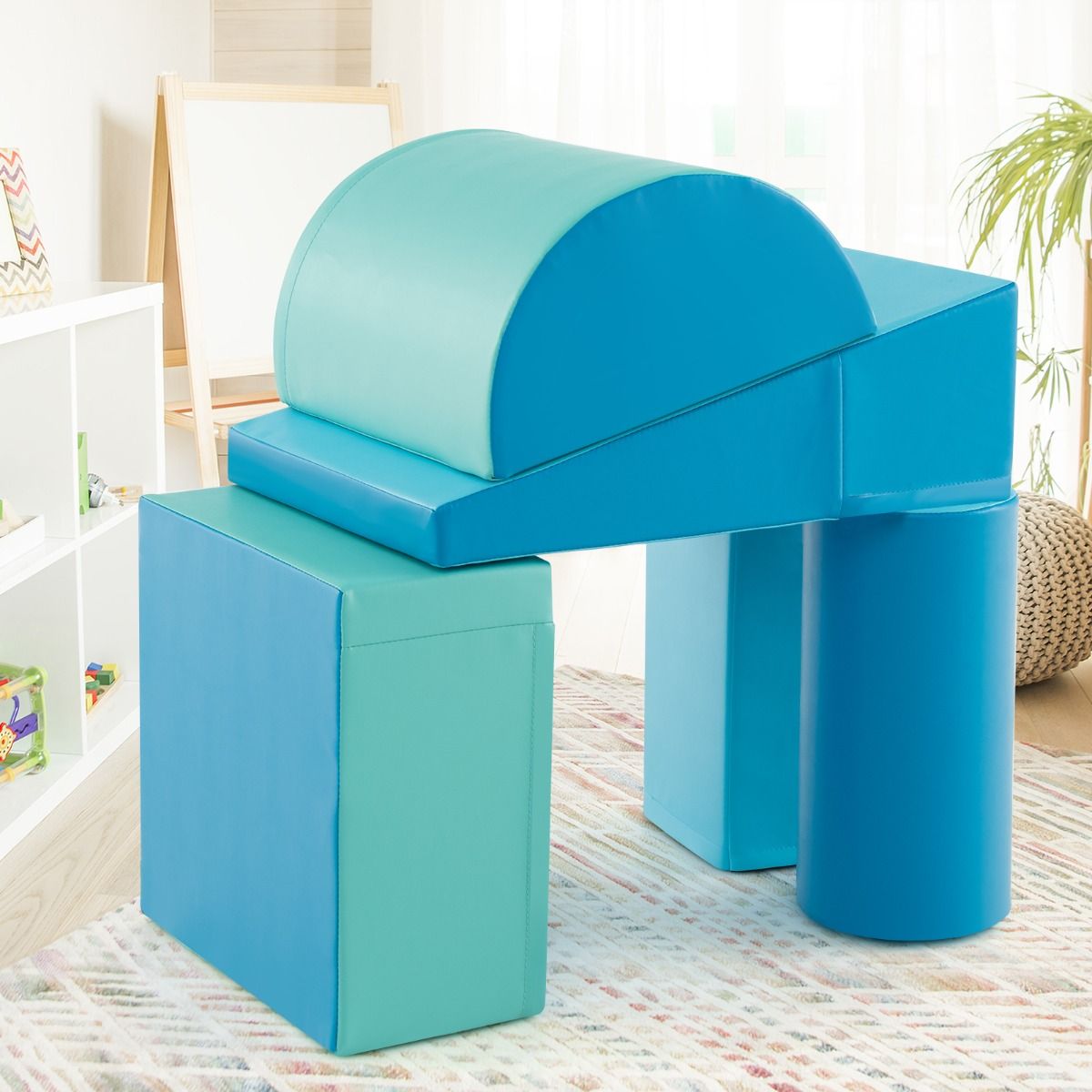 Coast Climbing Blocks Crawl Blocks - Set of 5, Water-resistant, Soft Foam - Various Sizes - PU/EPE Foam - Light Blue