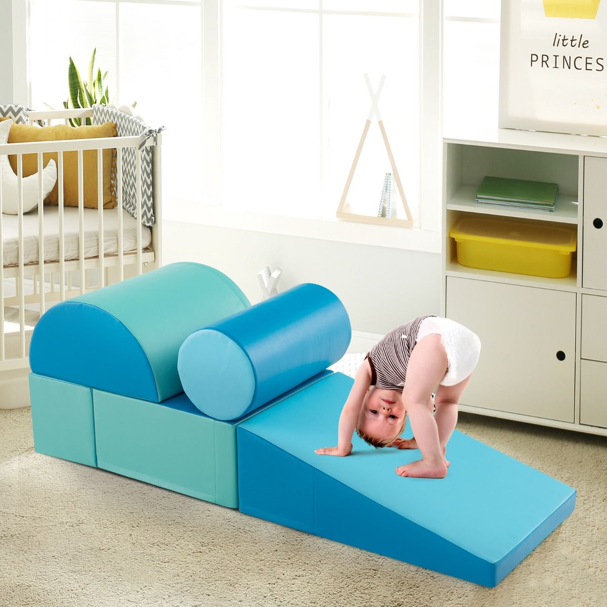 Coast Climbing Blocks Crawl Blocks - Set of 5, Water-resistant, Soft Foam - Various Sizes - PU/EPE Foam - Light Blue