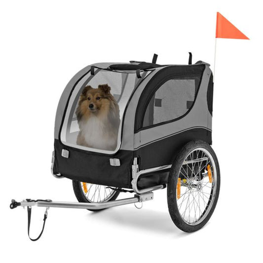 Coast Bike Trailer for Pets | Chariot de transport pliable 135x72x95 cm | Gris | Convient jusqu'à 40 kg