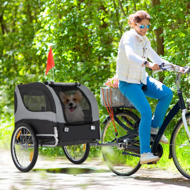 Coast Bike Trailer for Pets | Chariot de transport pliable 135x72x95 cm | Gris | Convient jusqu'à 40 kg