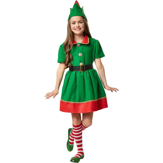 Costume pour enfant de Père Noël travailleur - rouge/vert festif - taille 128 (7-8 ans)