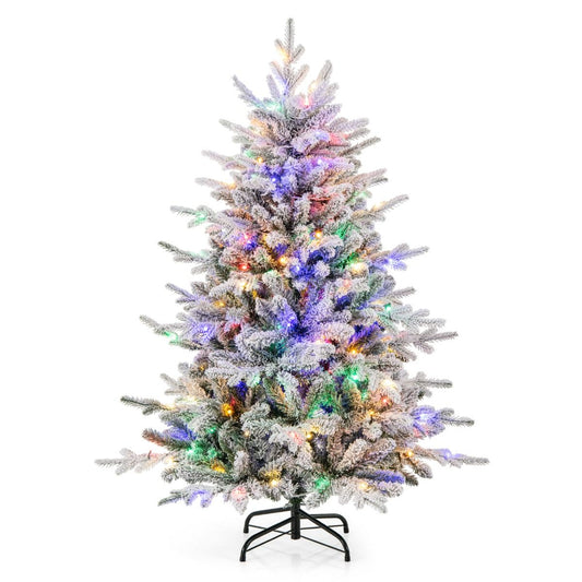 Coast Artificial Christmas Tree - 135 cm - Green/White - Spotted & Movable - Pre-light with 160 Multicoloured LEDs - 8 Light Stages