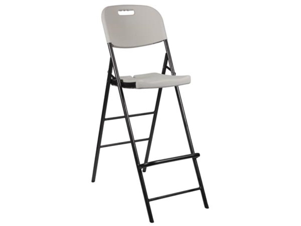 perel tabouret de bar pliable - blanc - 57 x 78 x 114 cm - avec dossier et repose-pieds - pour l'intérieur et l'extérieur - capacité de charge 200 kg