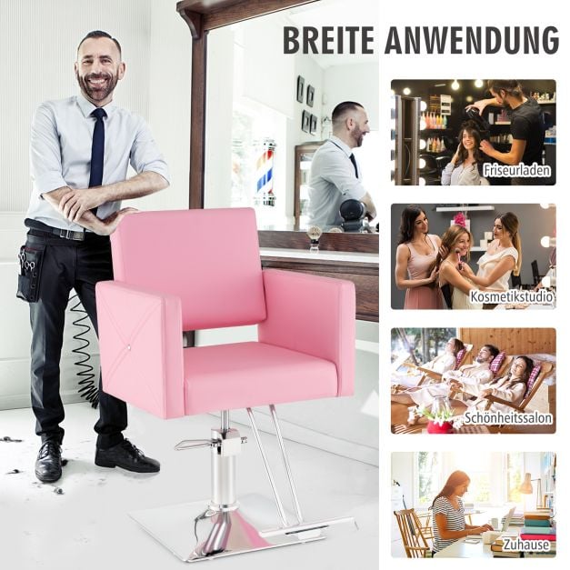 Coast Barber Chair Pink - Chaise de salon hydraulique avec repose-pieds - 63.5 x 79 x 94.5-110 c
