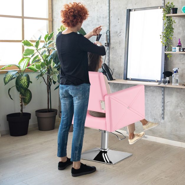 Coast Barber Chair Pink - Chaise de salon hydraulique avec repose-pieds - 63.5 x 79 x 94.5-110 c