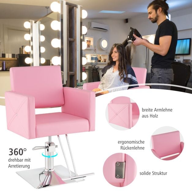 Coast Barber Chair Pink - Chaise de salon hydraulique avec repose-pieds - 63.5 x 79 x 94.5-110 c