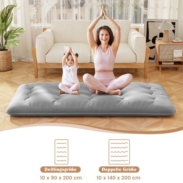 Matelas Futon japonais Coast - Matelas Tatami enroulable avec housse lavable et sac de transport - 90/140 x 200 x 10 cm