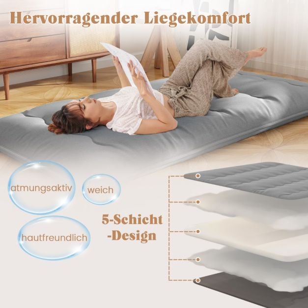 Matelas Futon japonais Coast - Matelas Tatami enroulable avec housse lavable et sac de transport - 90/140 x 200 x 10 cm