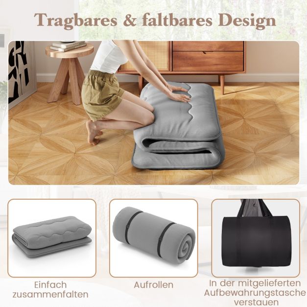 Matelas Futon japonais Coast - Matelas Tatami enroulable avec housse lavable et sac de transport - 90/140 x 200 x 10 cm