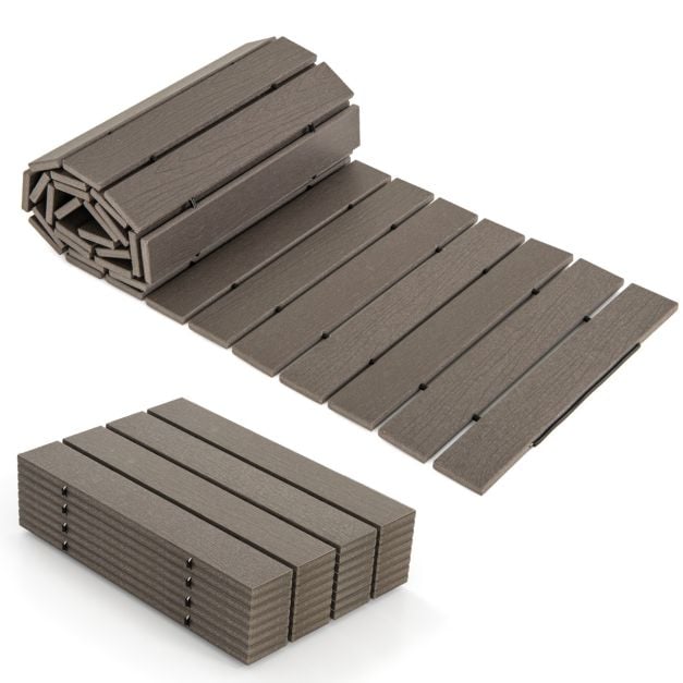 Coast Roll-out Garden Path Grey - Allée en PEHD résistante aux intempéries avec aspect bois - 242 x 43 cm