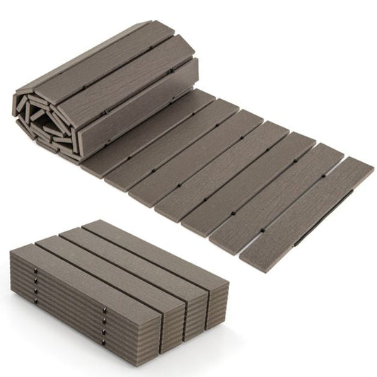 Coast Roll-out Garden Path Grey - Allée en PEHD résistante aux intempéries avec aspect bois - 242 x 43 cm