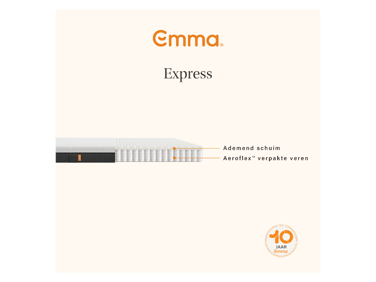 Matelas Emma Express – Matelas à ressorts ensachés de fermeté moyenne avec 7 zones ergonomiques – 140 x 200 cm