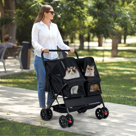 Coast Double Dog Buggy Black - 80 x 72 x 101 cm - pliable avec 2 sièges