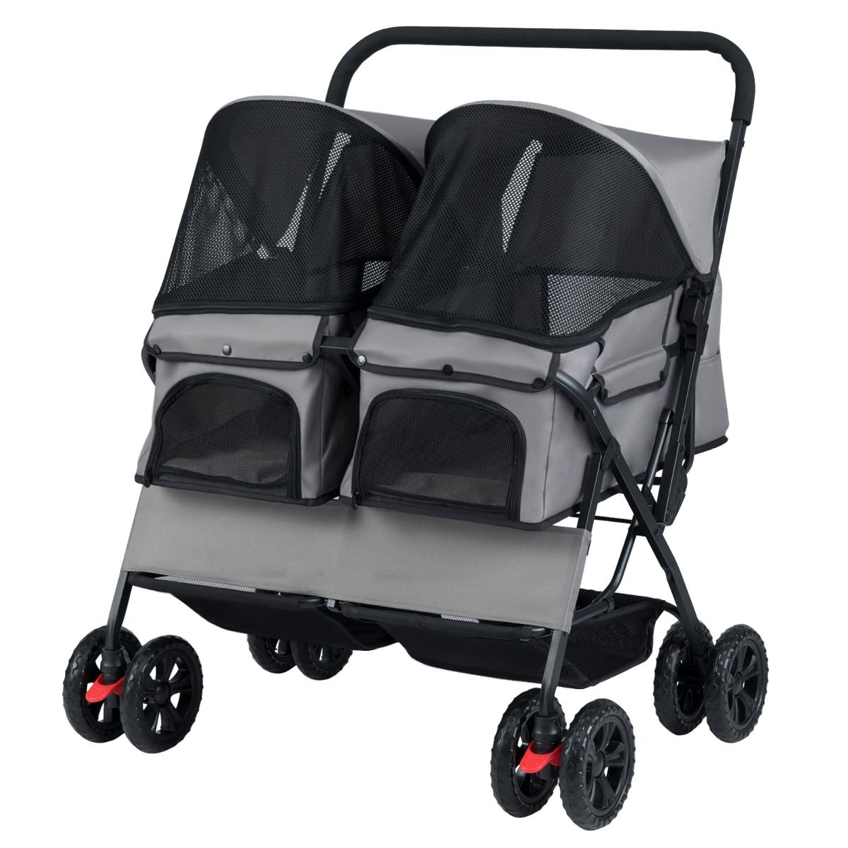 Coast Double Dog Buggy Grey - 80 x 72 x 101 cm - pliable avec 2 sièges