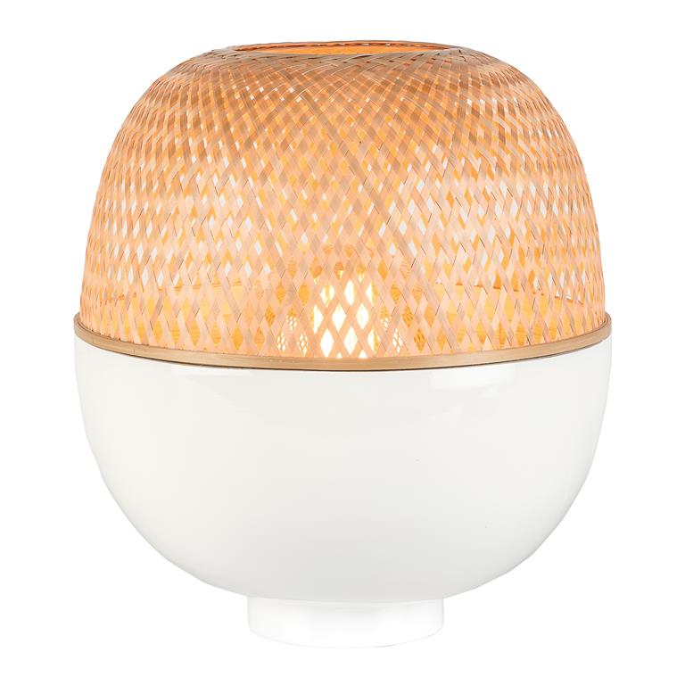 GOOD&MOJO Lampe à poser Mekong - Bambou/Blanc - Ø30cm - Scandinave, Bohème