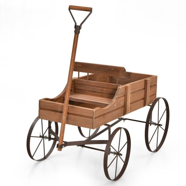Costway Jardinière - Avec poignée et roues - 62 x 34 x 60 cm - Marron