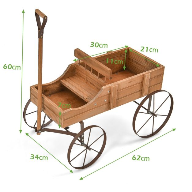 Costway Jardinière - Avec poignée et roues - 62 x 34 x 60 cm - Marron