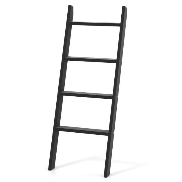 Coast Towel Ladder 4-layer - Noir - 50 x 7,5 x 137 cm - Bois massif - Modèle mural et adossé