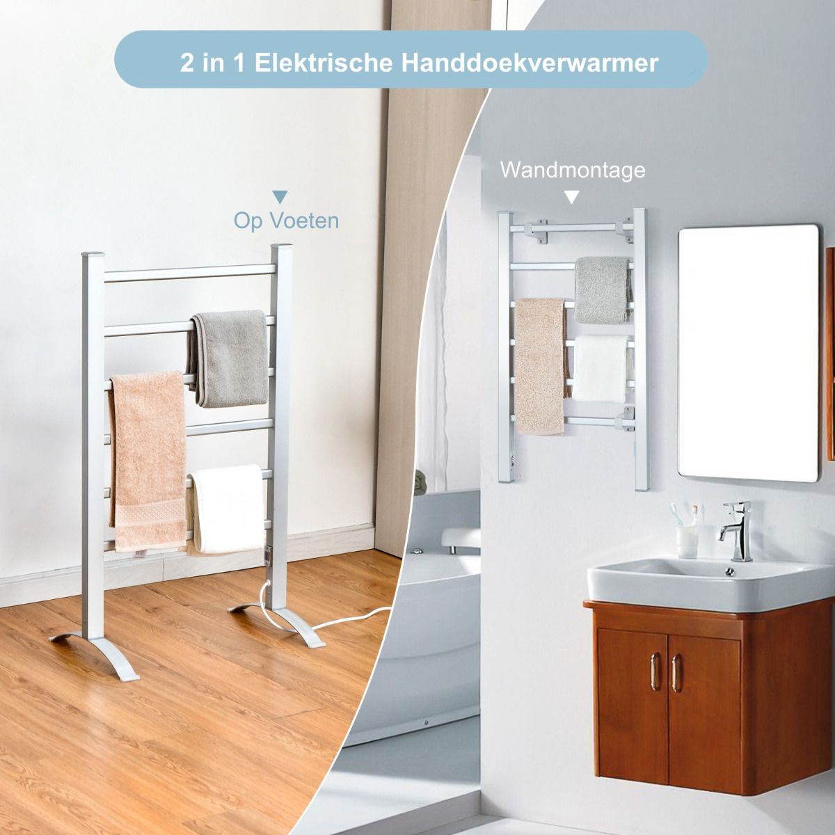 Coast Radiateur électrique multifonctionnel pour serviettes - Argent - 53 x 35 x 90cm
