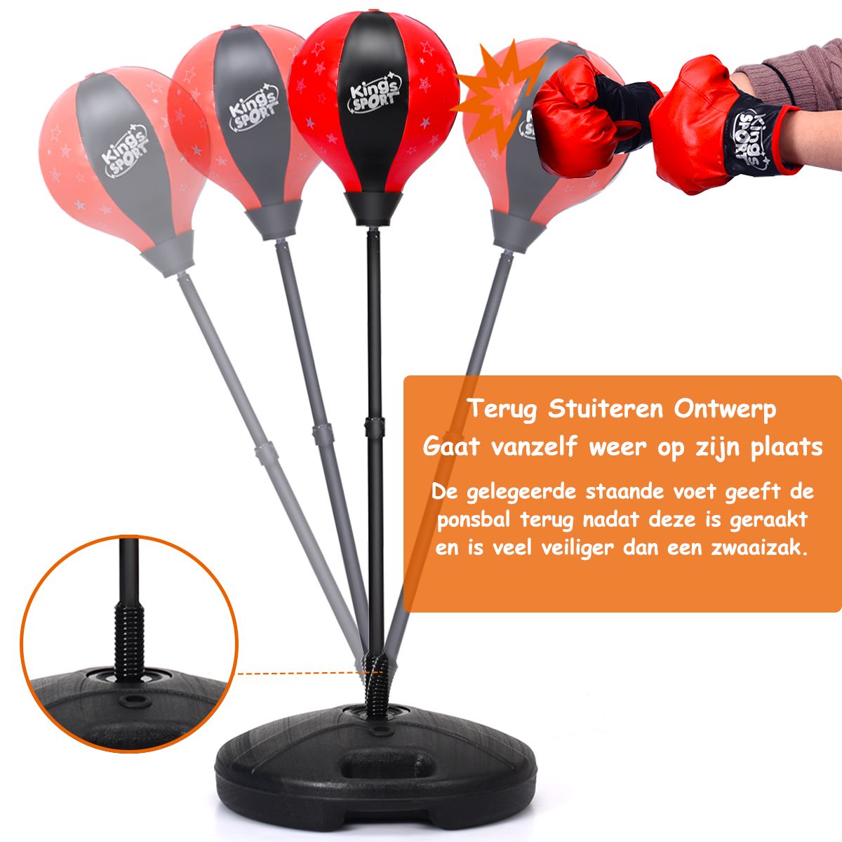 Coast Children's Boxing Set Adjustable Boxing Ball Holder with Gloves and Pump 81-123.5 cm Black/Red